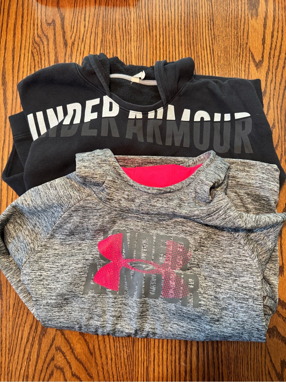 Under Armour Kids' Black Hoodie & Gray Pullover Set - Pink Accent YXL